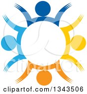 Poster, Art Print Of Teamwork Unity Circle Of Colorful People Cheering Or Dancing 51