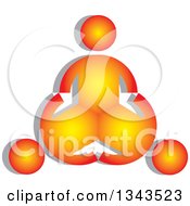 Poster, Art Print Of Teamwork Unity Circle Of Three Gradient Orange People With Shadows