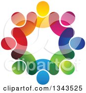 Poster, Art Print Of Teamwork Unity Circle Of Colorful People 18
