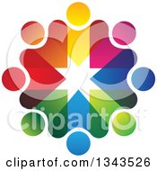 Poster, Art Print Of Teamwork Unity Circle Of Colorful People 19