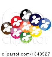 Poster, Art Print Of Teamwork Unity Group Of White People In Colorful Circles