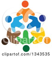 Clipart Of A Teamwork Unity Circle Of Colorful People 70 Royalty Free Vector Illustration