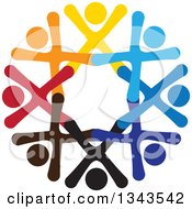 Poster, Art Print Of Teamwork Unity Circle Of Colorful People Cheering Or Dancing 73