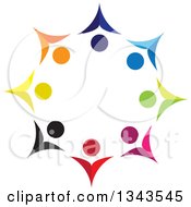 Poster, Art Print Of Teamwork Unity Circle Of Colorful People Cheering Or Dancing 7