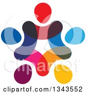 Poster, Art Print Of Teamwork Unity Circle Of Abstract Colorful People 2