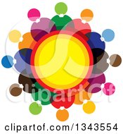 Poster, Art Print Of Teamwork Unity Circle Of Colorful People Around Yellow