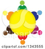 Poster, Art Print Of Teamwork Unity Circle Of Colorful People Around Yellow 2