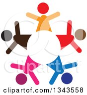 Poster, Art Print Of Teamwork Unity Circle Of Colorful People Cheering Or Dancing