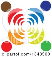 Poster, Art Print Of Teamwork Unity Circle Of Colorful People With Signals