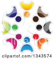 Clipart Of A Teamwork Unity Circle Of Colorful People 7 Royalty Free Vector Illustration