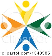 Clipart Of A Teamwork Unity Circle Of Colorful People Cheering Or Dancing 60 Royalty Free Vector Illustration