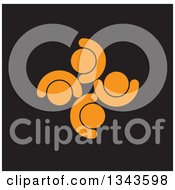 Clipart Of A Teamwork Unity Circle Of Cheering Orange People On Black Royalty Free Vector Illustration