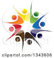 Poster, Art Print Of Teamwork Unity Circle Of Colorful People Cheering Or Dancing 21