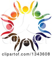 Poster, Art Print Of Teamwork Unity Circle Of Colorful People Cheering Or Dancing 20
