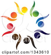 Poster, Art Print Of Teamwork Unity Circle Of Colorful People Cheering Or Dancing 19