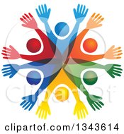 Poster, Art Print Of Teamwork Unity Circle Of Colorful People Cheering Or Dancing 18