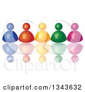 Poster, Art Print Of 3d Row Of Colorful People With Reflections