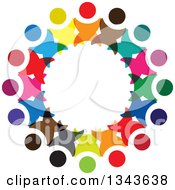 Poster, Art Print Of Teamwork Unity Circle Of Colorful People Cheering Or Dancing 12