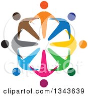 Poster, Art Print Of Teamwork Unity Circle Of Colorful People 12