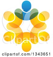 Clipart Of A Teamwork Unity Circle Of Blue And Orange People 2 Royalty Free Vector Illustration