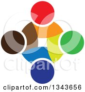 Clipart Of A Teamwork Unity Circle Of Abstract Colorful People 7 Royalty Free Vector Illustration