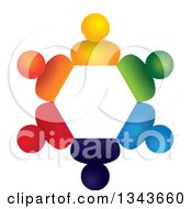 Clipart Of A Teamwork Unity Circle Of Colorful People 64 Royalty Free Vector Illustration