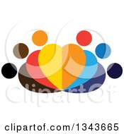Poster, Art Print Of Teamwork Unity Group Of Colorful People Forming Fanned Hearts
