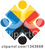 Clipart Of A Teamwork Unity Circle Of Abstract Colorful People 6 Royalty Free Vector Illustration