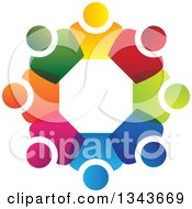 Clipart Of A Teamwork Unity Circle Of Colorful People 56 Royalty Free Vector Illustration