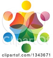 Clipart Of A Teamwork Unity Circle Of Abstract Colorful People 4 Royalty Free Vector Illustration