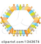 Clipart Of A Teamwork Unity Group Of Colorful People Forming A Frame Royalty Free Vector Illustration
