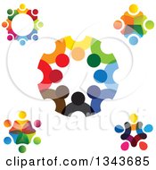Clipart Of Teamwork Unity Groups Of Colorful People Royalty Free Vector Illustration