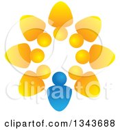 Clipart Of A Teamwork Unity Circle Of Blue And Orange People 3 Royalty Free Vector Illustration by ColorMagic
