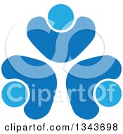 Clipart Of A Teamwork Unity Circle Of Blue People Cheering Or Dancing 3 Royalty Free Vector Illustration