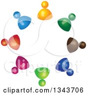 Clipart Of A 3d Teamwork Unity Circle Of Colorful People Royalty Free Vector Illustration
