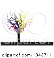 Clipart Of A Funky Colorful Bare Tree And Black Soil Royalty Free Vector Illustration