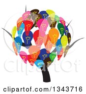 Poster, Art Print Of Tree With A Colorful Light Bulb Canopy
