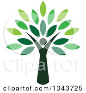 Clipart Of A Woman Forming The Trunk Of A Tree With Green Leaves Royalty Free Vector Illustration by ColorMagic #COLLC1343725-0187