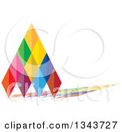 Clipart Of A Colorful Geometric Tree And Shadow Royalty Free Vector Illustration