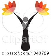 Clipart Of A Woman Forming The Trunk Of A Tree With Autumn Leaves Royalty Free Vector Illustration