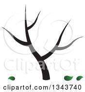 Clipart Of A Tree With Fallen Green Leaves Royalty Free Vector Illustration