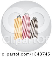 Poster, Art Print Of Shaded Circle App Icon Button Design Element With Skyscrapers 2
