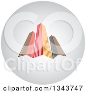 Clipart Of A Shaded Circle App Icon Button Design Element With Skyscrapers Royalty Free Vector Illustration by ColorMagic