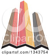 Poster, Art Print Of Red Orange And Black City Skyscraper Buildings 2