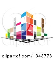 Clipart Of A Colorful Street Corner City Building Royalty Free Vector Illustration