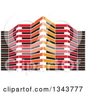 Clipart Of A Red Orange Black And White City Building Royalty Free Vector Illustration