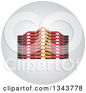Clipart Of A Round Shaded App Icon Button Design Element Of A City Building Royalty Free Vector Illustration