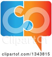 Clipart Of A Blue And Orange Jigsaw Puzzle Speech Balloon Chat App Icon Design Element Royalty Free Vector Illustration by ColorMagic #COLLC1343815-0187