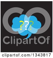 Poster, Art Print Of Blue Question Mark Speech Balloon Chat App Icon Design Element On Black