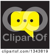 Clipart Of A Yellow Speech Balloon Chat App Icon Design Element On Black Royalty Free Vector Illustration